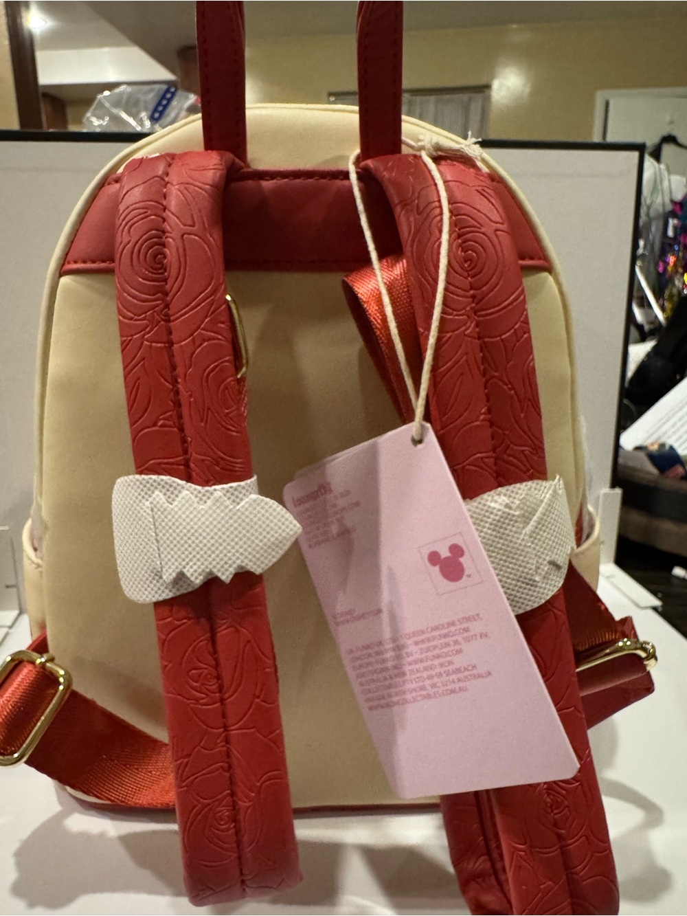 Loungefly Disney Belle Cream Floral Bookstack Mini Backpack - Picture 4 of 7